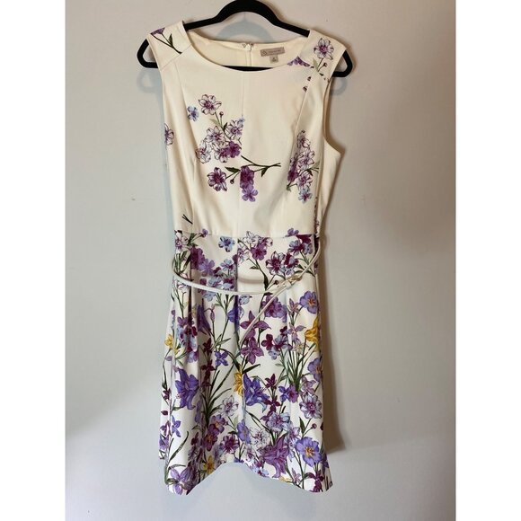 Dressbarn Purple Floral Sleeveless Dress Size 12 - Picture 1 of 9